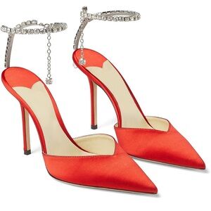 Elegant Red Satin Women's Heels